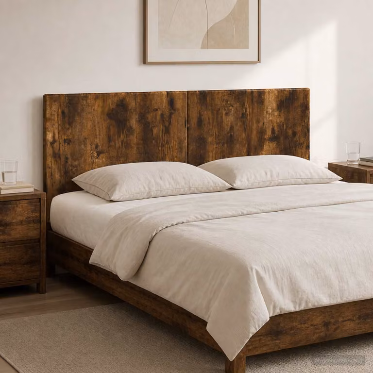 Testiera da muro vidaXL BREDA in legno ingegnerizzato Rovere Fumo, L: 123 cm, H: 50 cm, P: 10,8 cm