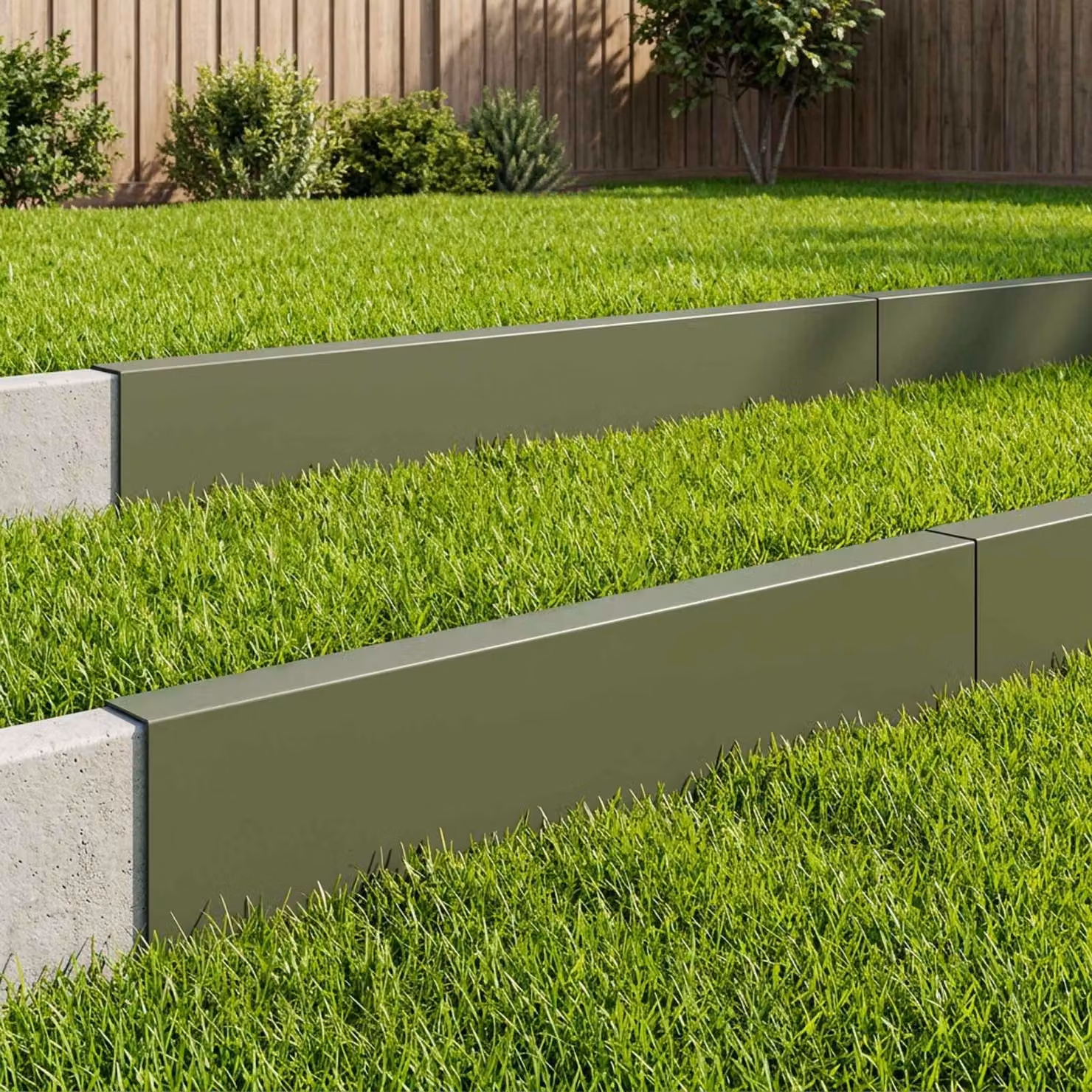 Set di 10 profili di copertura per giardino vidaXL in acciaio, disponibili in verde o grigio, L 100 x P 5 x H 15 cm