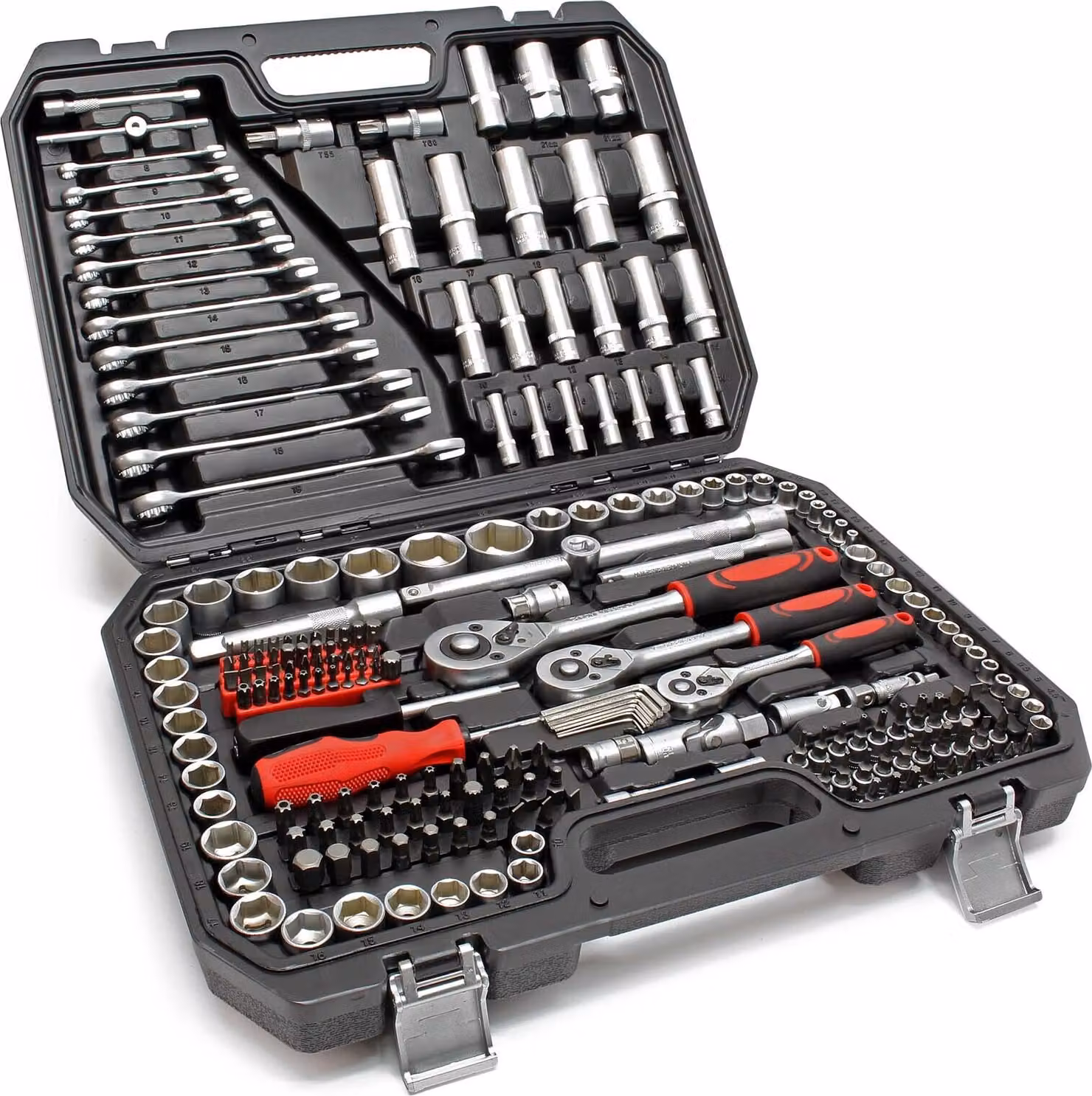 Set di chiavi a cricchetto 215 pz. set di chiavi a dado set di utensili in cassetta, prese in cassetta a cricchetto, prese di alta qualità per officina