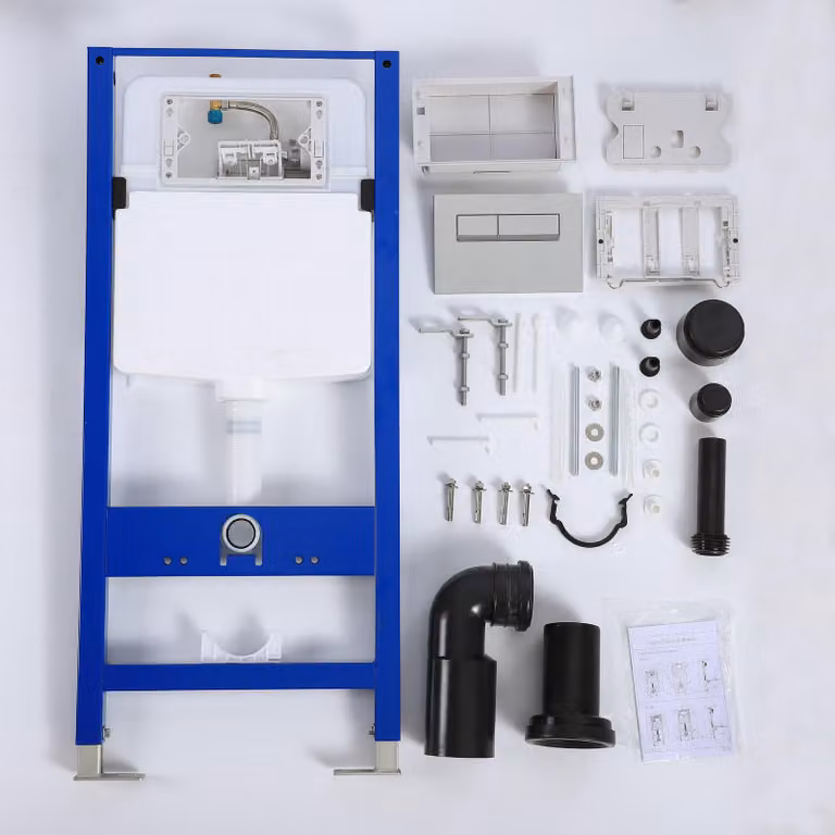 HOROW Elemento da parete 114 cm per cassetta da incasso WC Elemento da parete con piastra di risciacquo cromata argento per WC