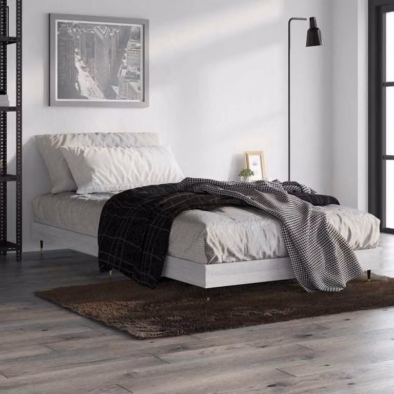Giroletto vidaXL in legno multistrato e metallo, colore grigio Sonoma, 90x190 cm