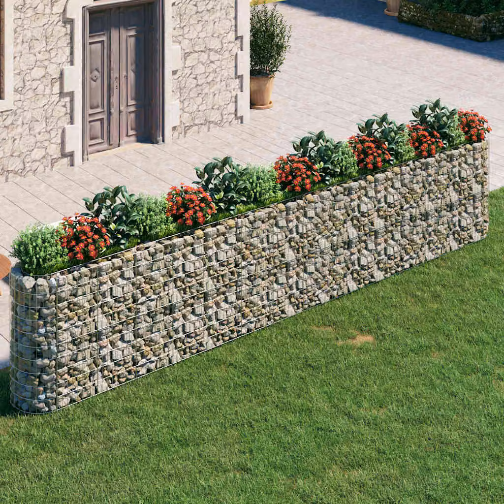 vidaXL Gabbione con Letto Rialzato in Acciaio Zincato Grigio L: 540 cm, P: 50 cm, H: 100 cm