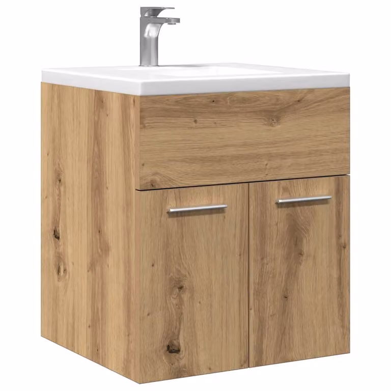 Mobile Lavabo da Bagno Artigianale vidaXL in Legno Marrone con Ante a Cerniera L/P/H: 41 x 38,5 x 46 cm