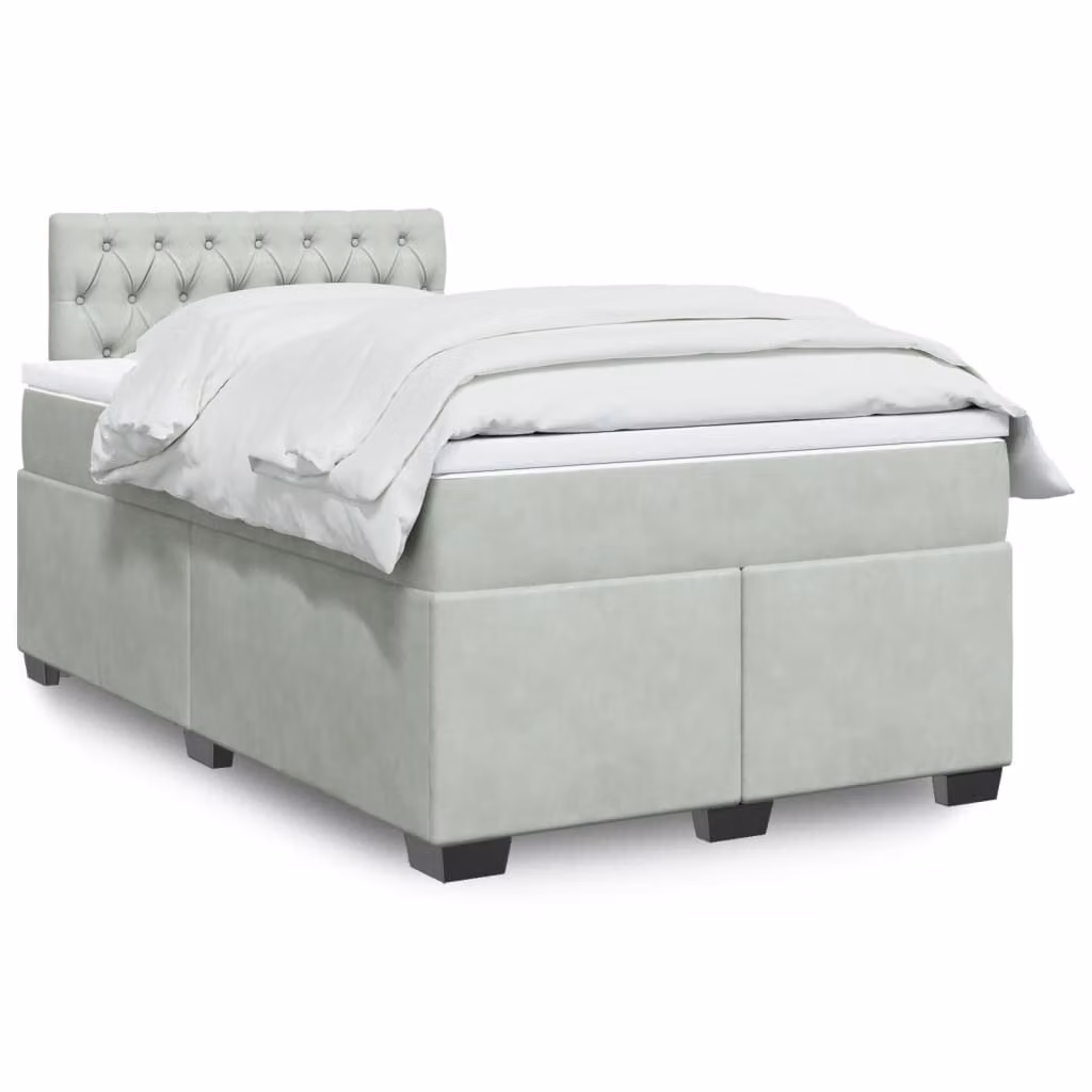 vidaXL Giroletto a Molle con Materasso Ibrido in Velluto Grigio Chiaro L/P/H: 200 x 120 x 100,5 cm