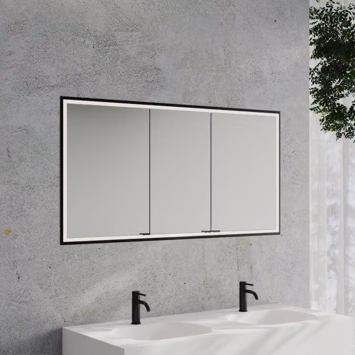 Mobile contenitore a specchio Kronenbach Cube 2.0, da incasso, con 3 ante, altezza 140 cm