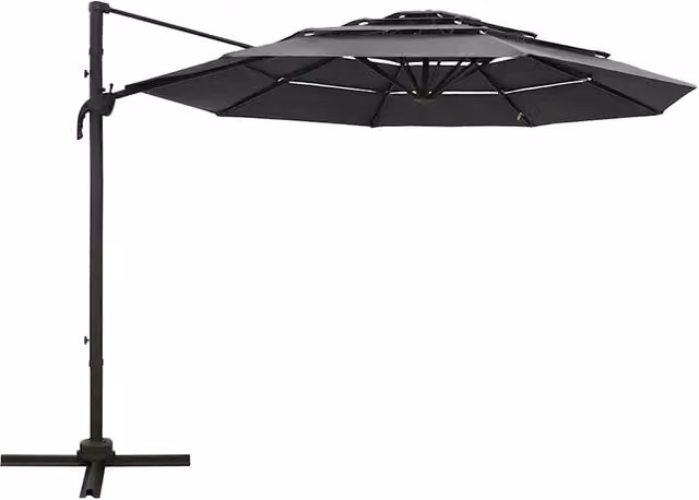 Ombrello a sbalzo DESIGN IN con 4 livelli, palo in alluminio e copertura in poliestere, L: 300 cm x P: 300 cm, colore antracite