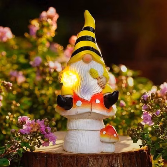 Decorazione da Giardino con Fungo e Stringa LED Solare Multicolore per Balcone e Terrazzo