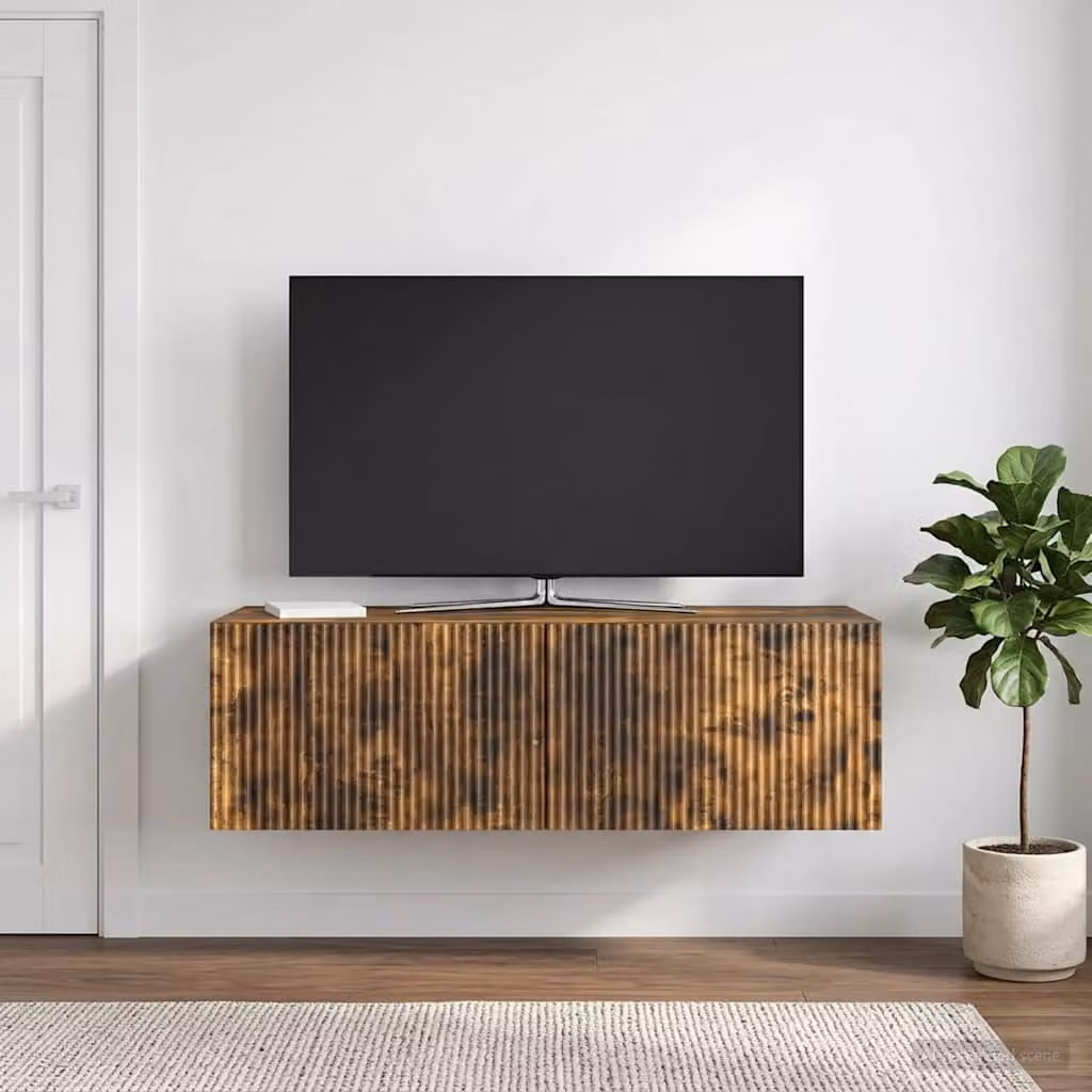 vidaXL Mobile Porta TV da Muro Moderno in Rovere Fumo, L/P/H: 98 x 41 x 30 cm