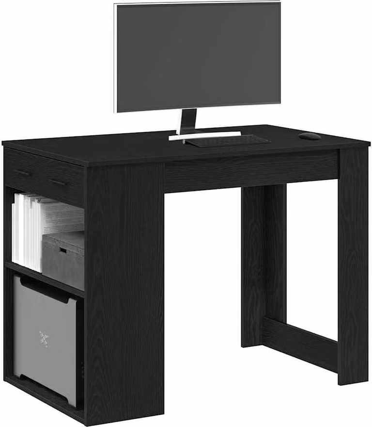 Maison Exclusive - Scrivania con cassetti e ripiano Effetto rovere nero