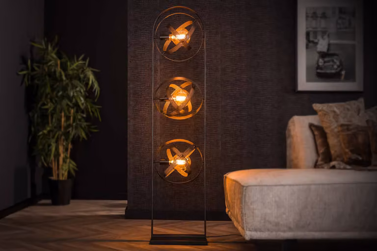 KAWOLA Lampada da terra DILLY Lampada da terra a 3 luci in metallo nero