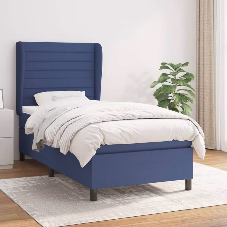 Maison Exclusive - Giroletto a Molle con Materasso Blu 90x190 cm in Tessuto