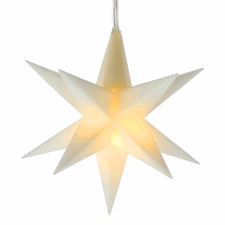 Stella di Natale 3D 12 cm con timer - bianca - Stella luminosa decorativa alimentata a batteria per interni