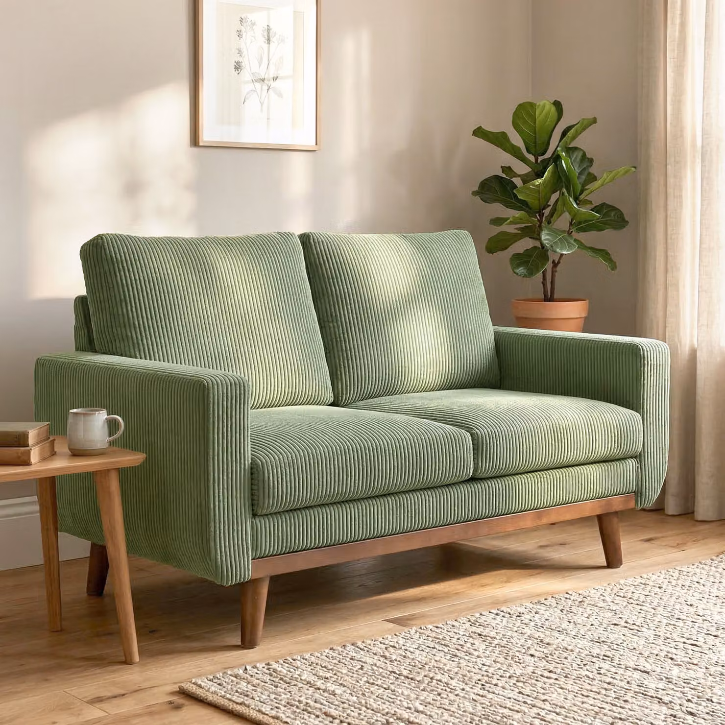 Divano 2 posti HOMCOM in velluto a coste verde con molle a tasca, Larghezza: 134 cm – 2