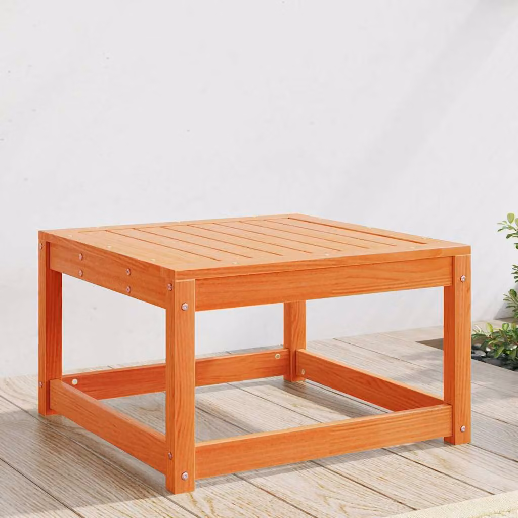 vidaXL Poggiapiedi da Giardino in Legno di Pino Massello Trattato, Marrone Rustico, L: 63,5 cm, P: 38,0 cm, H: 38,0 cm
