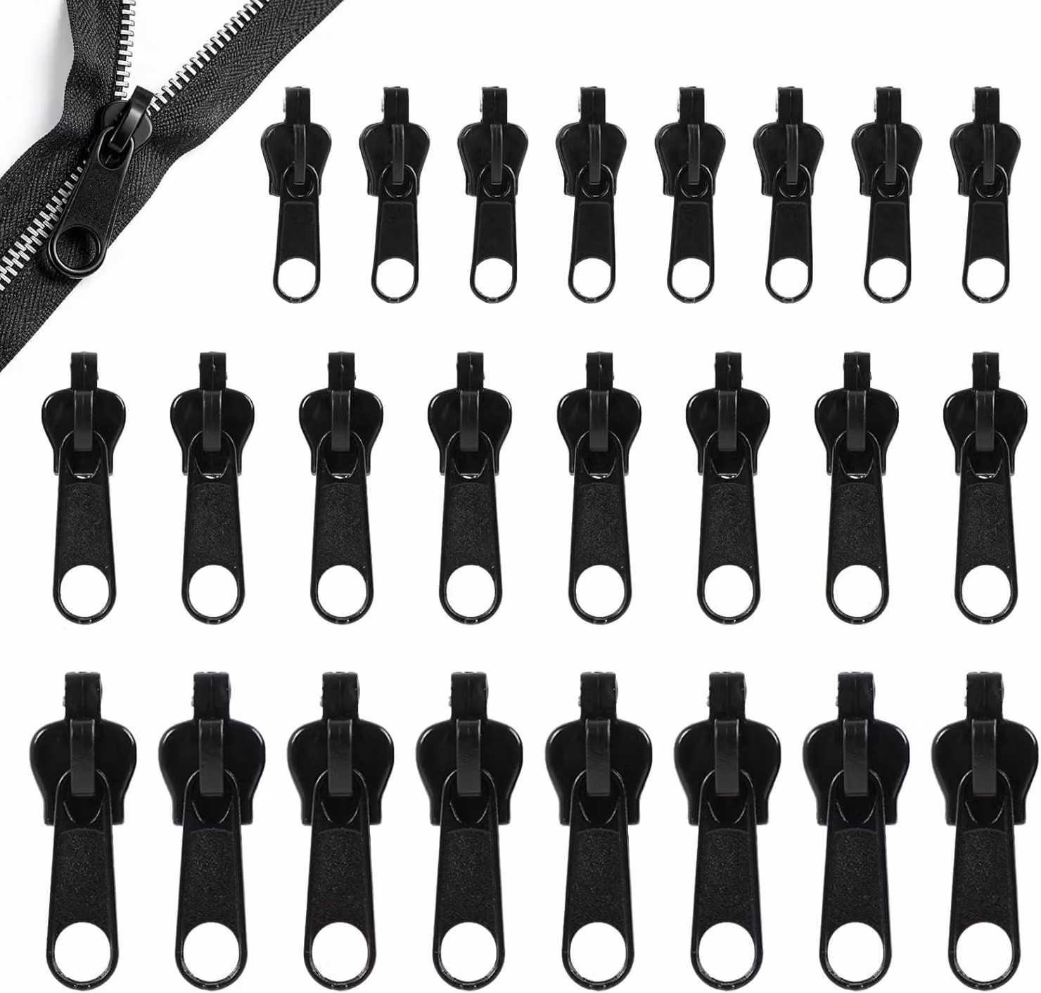 Cerniere con zip, confezione da 24 pezzi, di diverse dimensioni, per riparazioni