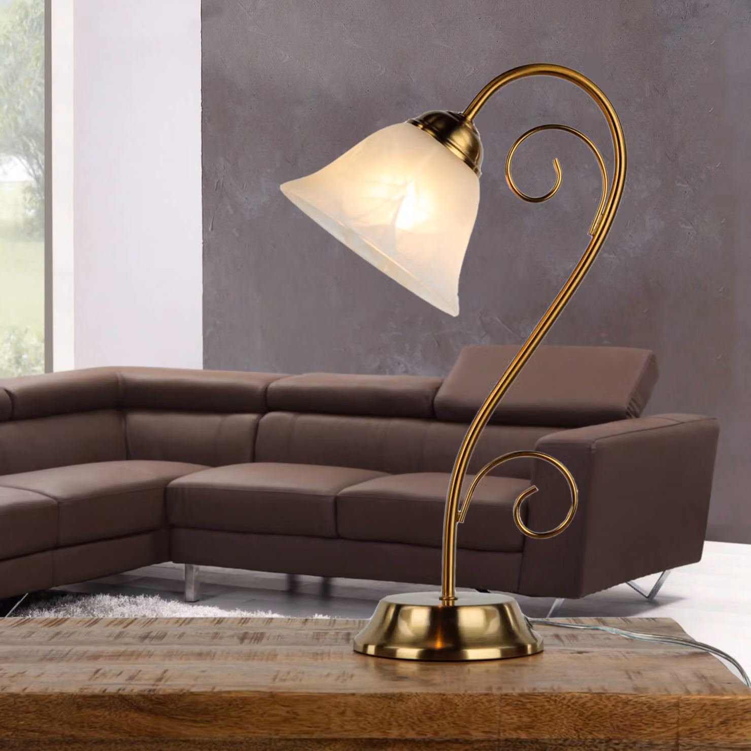 Lampada da tavolo ottone bianco E14 43 cm vetro metallo lampada da tavolo lampada da lettura