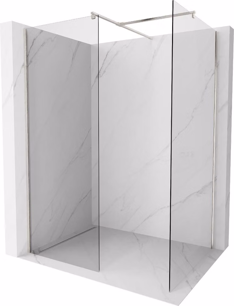 Mexen Kioto parete doccia Walk-in 160 x 115 cm, trasparente, nichel spazzolato - 800-160-202-97-00-115