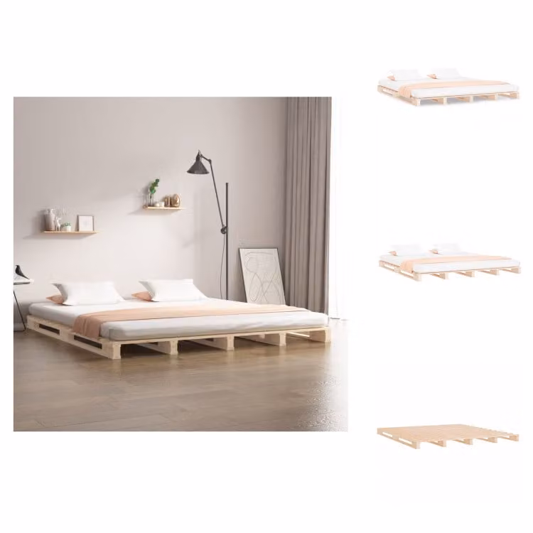 vidaXL Letto a pallet 135x190 cm in pino massiccio - Letti e strutture letto