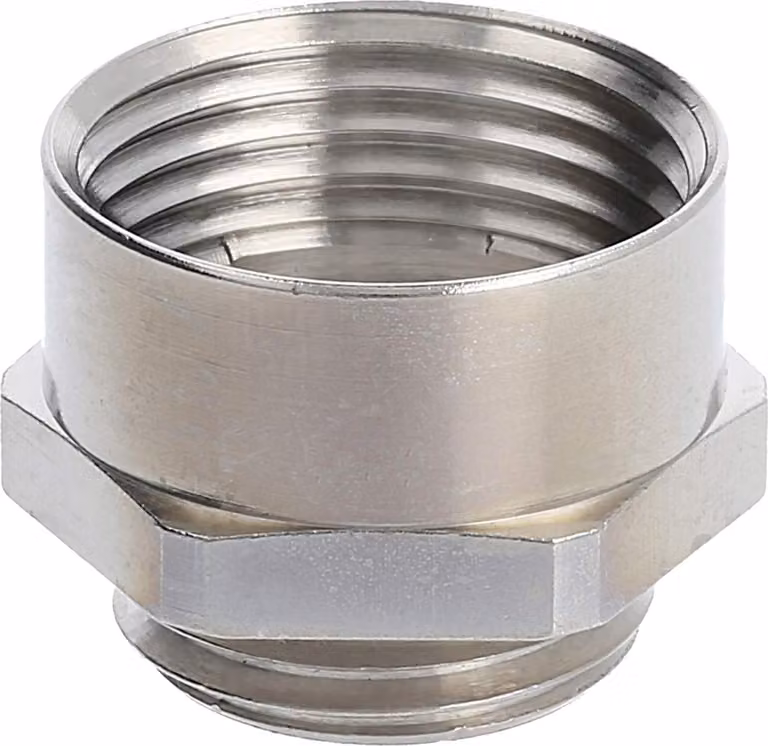 WISKA Adattatore intermedio M/PG da M16x1,5 a PG11x1,41 MMP-M/PG esagonale in ottone (CuZn) nichelato