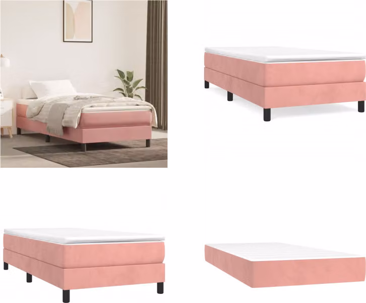 vidaXL Letto a molle con materasso rosa 80x200 cm in velluto - Letto a molle - Letti a molle - Letto - Mobili da camera da letto