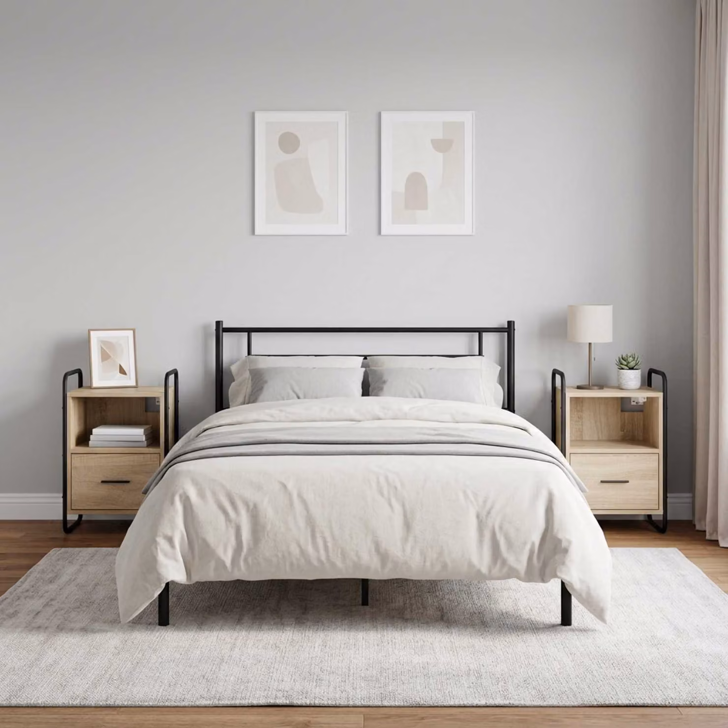 Set di 2 Mobiletti da Letto Appesi vidaXL in Rovere Sonoma, L 40 cm x P 30 cm x H 60 cm