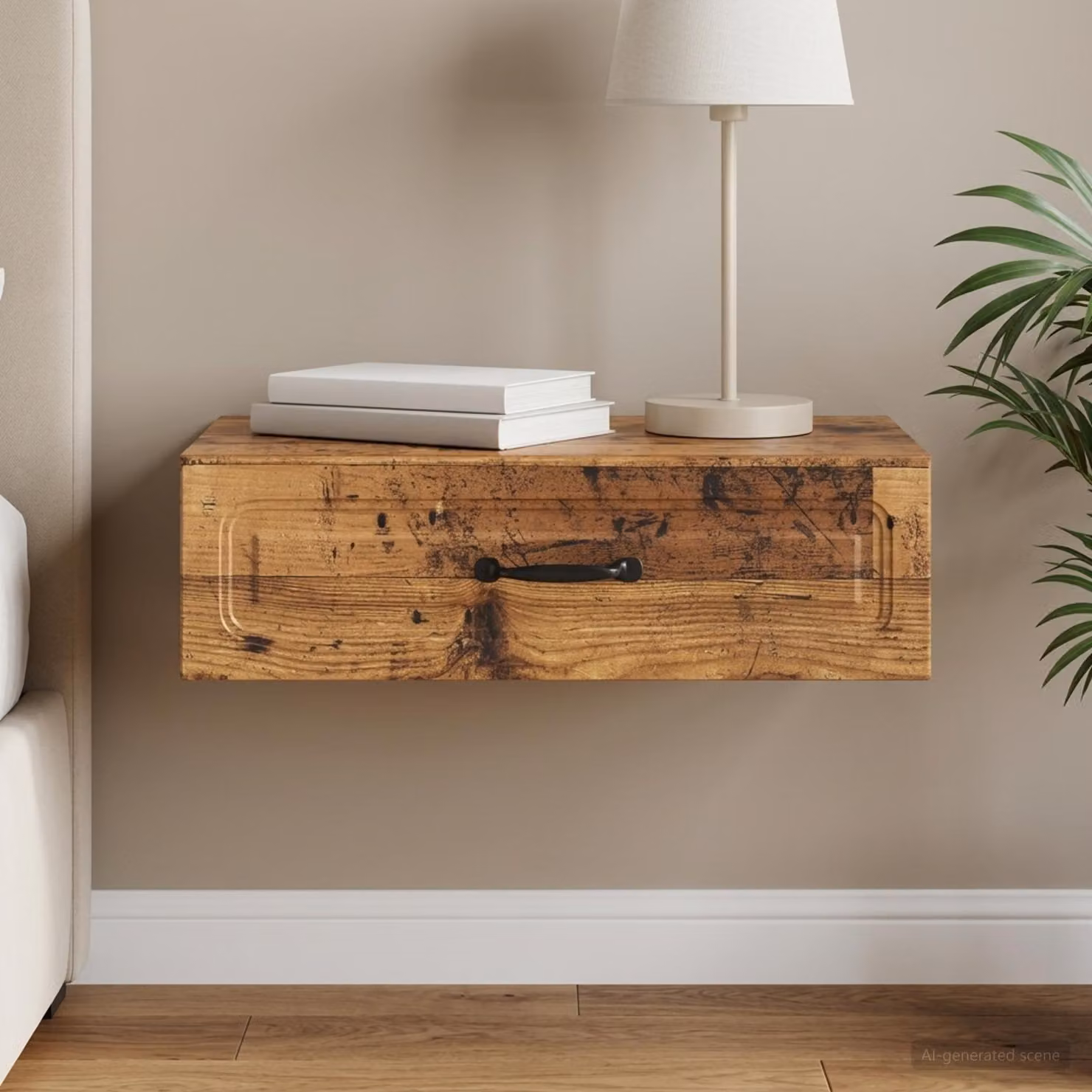 vidaXL Tavolino da parete moderno in legno marrone con ripiani interni L: 59 cm, P: 34,5 cm, H: 17 cm