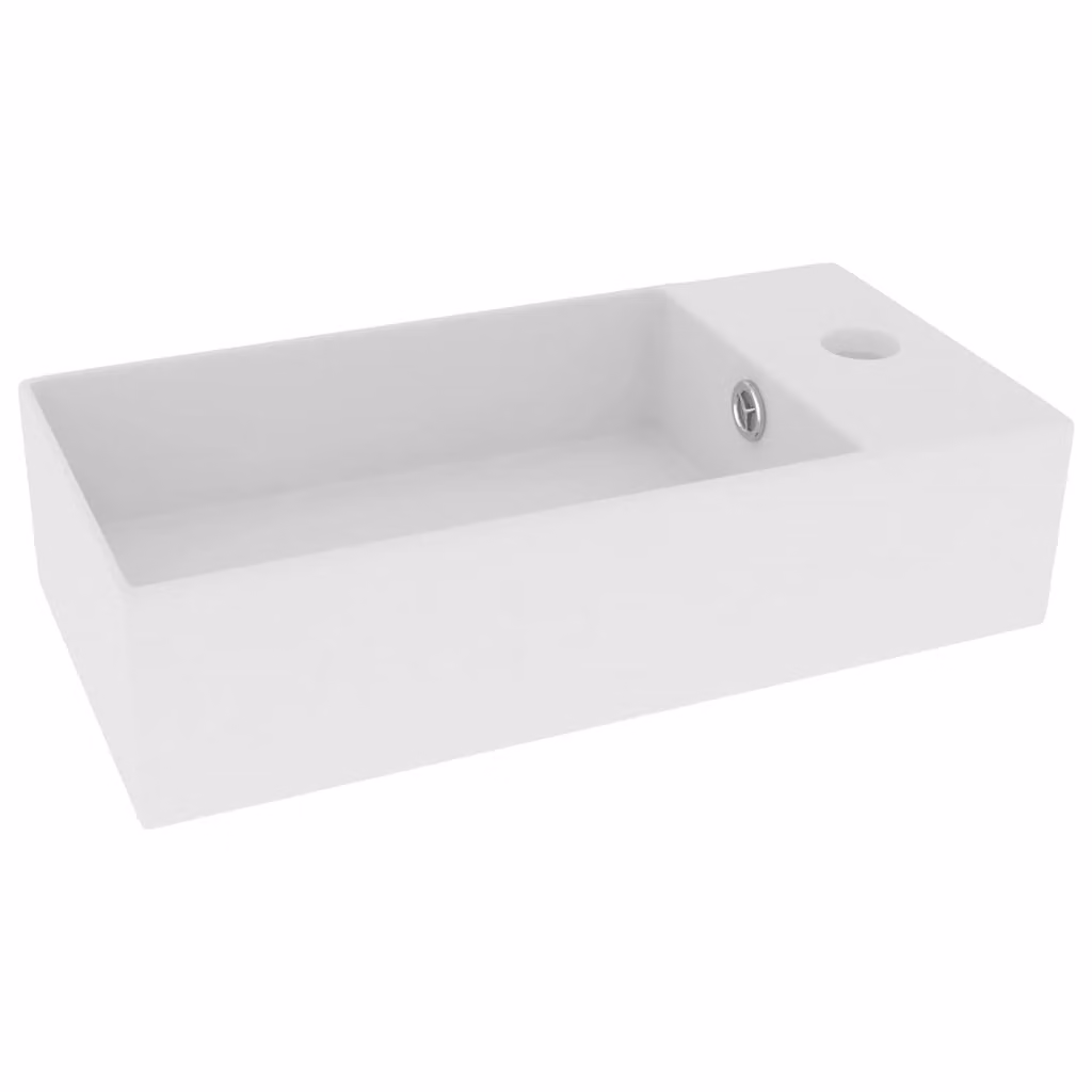Lavandino con Troppopieno in Vetroceramica Bianco Opaco