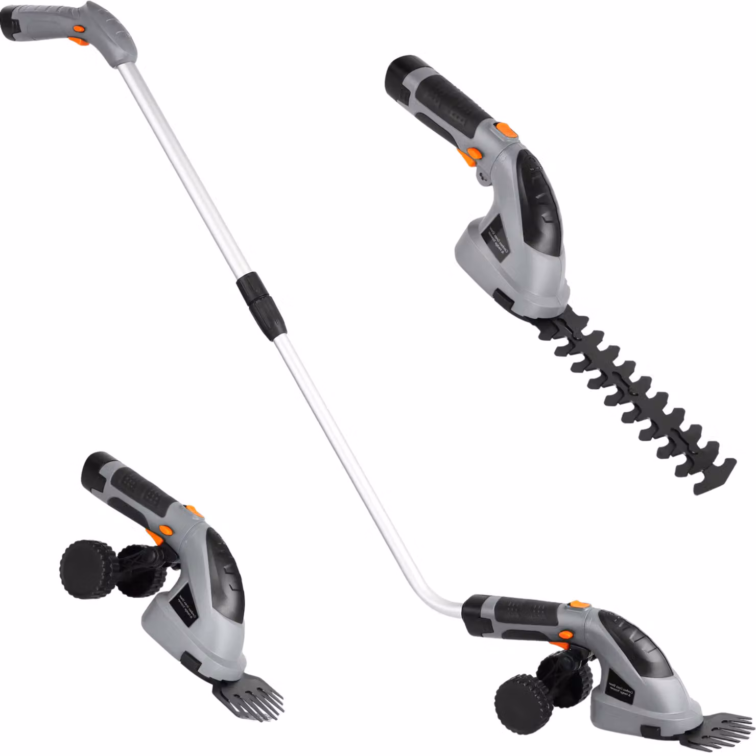 Tagliasiepi elettrico - Con batteria - 2 in 1 - Forbici telescopiche - Grigio - Forbici da giardino - Senza fili - Manico telescopico