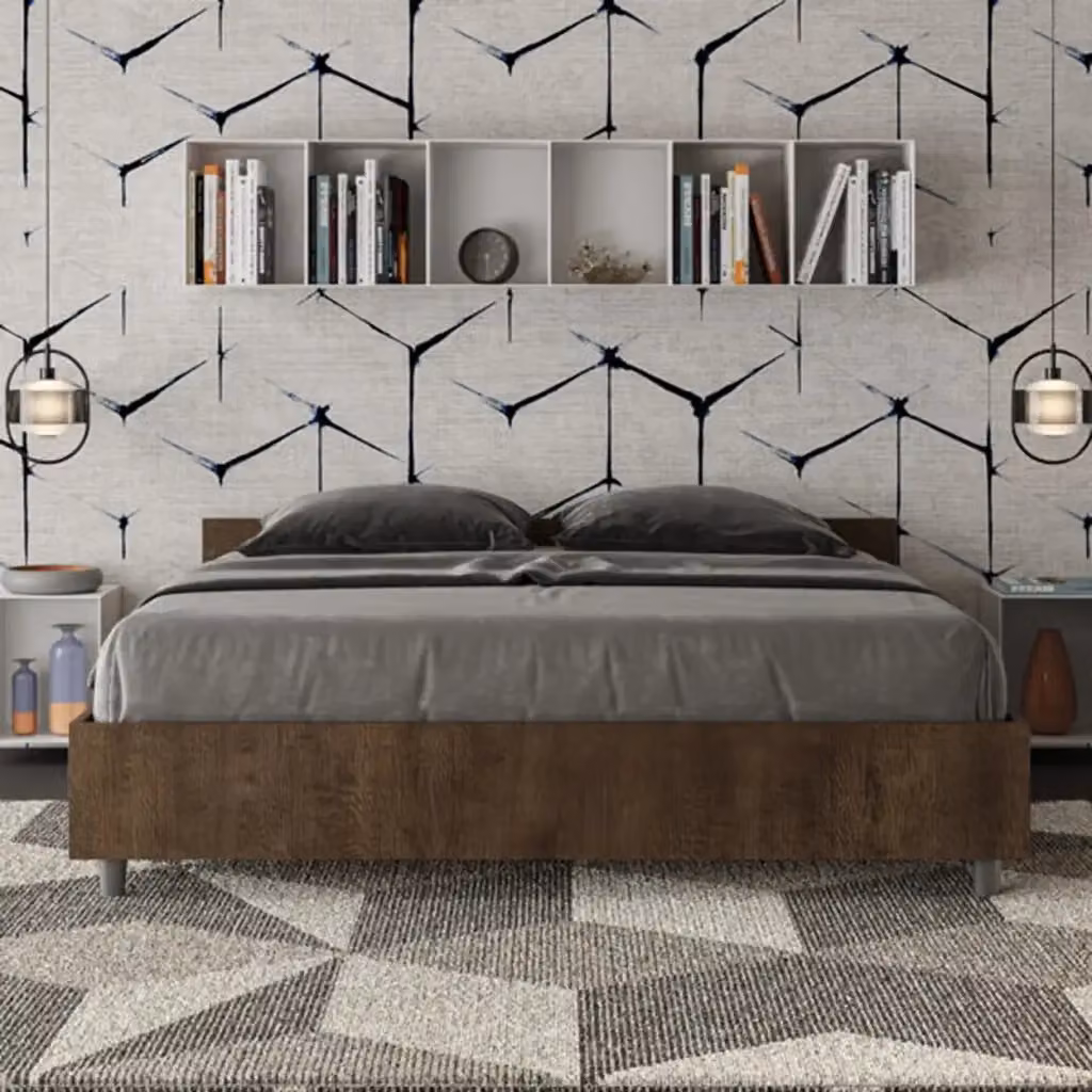 Letto matrimoniale Nuamo Ityhome color noce, senza rete, L 160 cm x P 200 cm x H 38 cm – 2