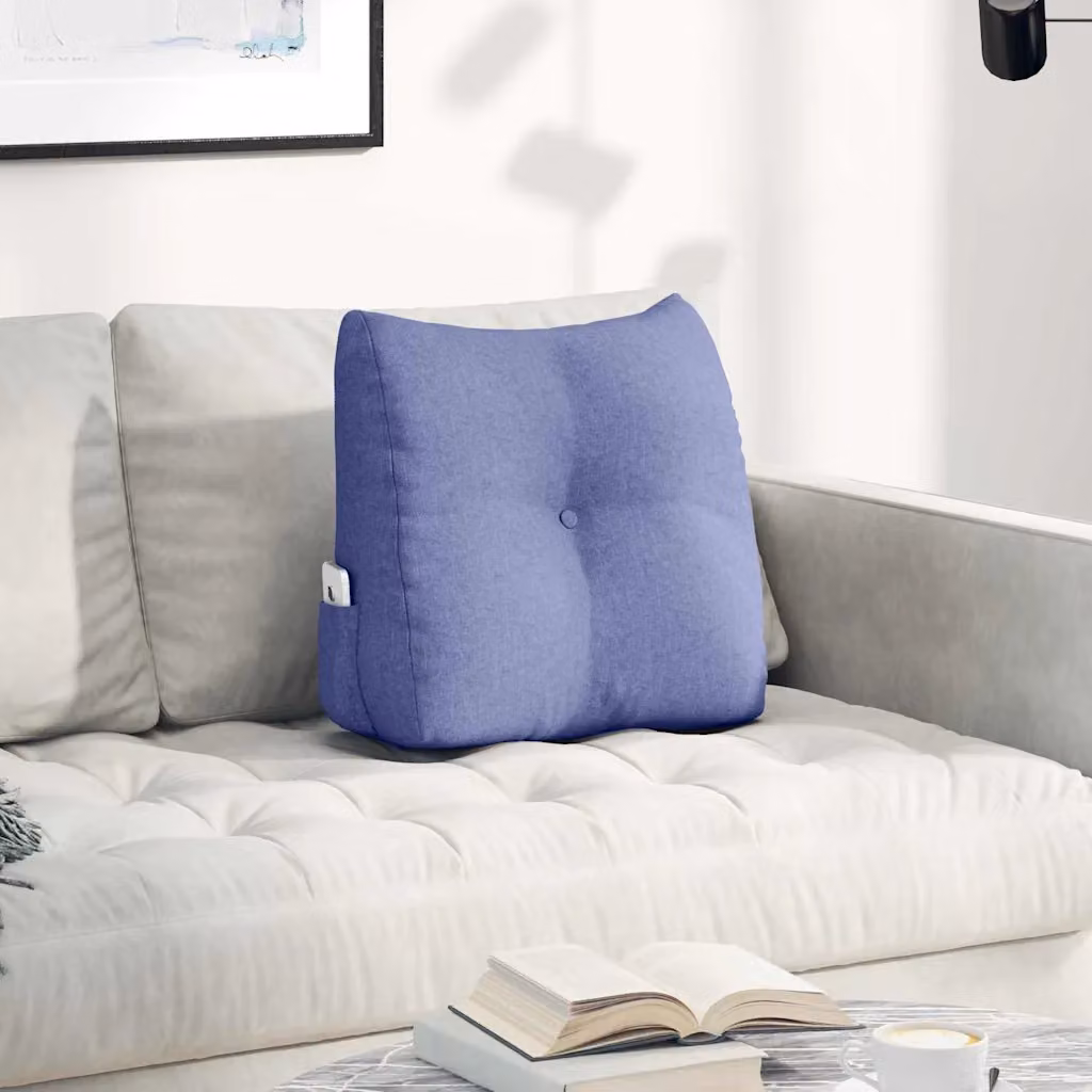 Cuscino per schiena ergonomico vidaXL blu jeans con rivestimento rimovibile lavabile in lavatrice L 45 cm x P 24 cm x H 50 cm