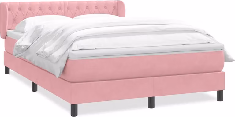 Giroletto a Molle con Materasso Rosa 140x210 cm in Velluto