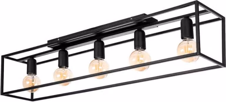Moderna lampada a sospensione nera Loft Horus 2859/Z-B-5 con 5 punti luce, regolazione in altezza e attacco E27