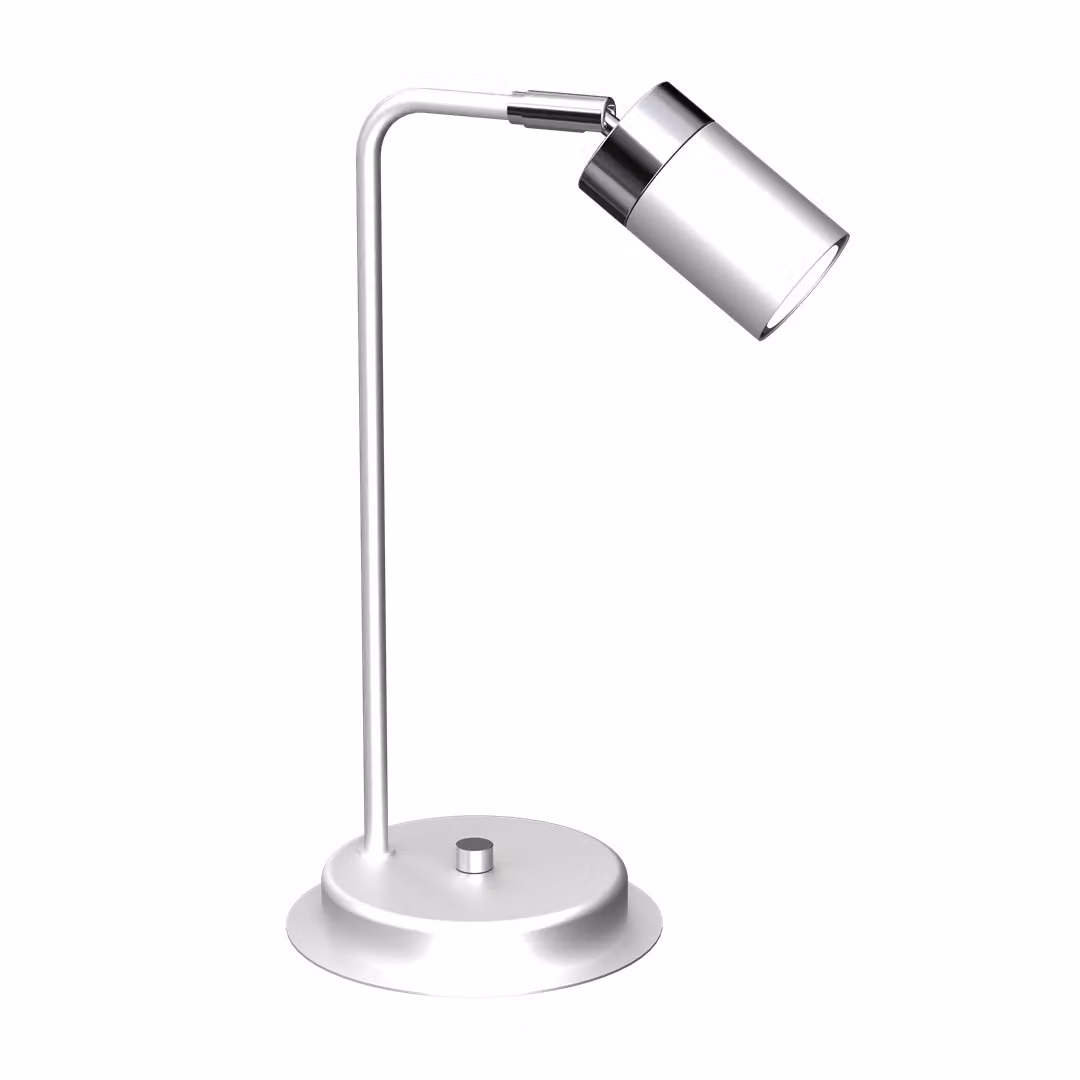 Lampada da tavolo JOKER bianca cromata 1xGU10x40W in metallo, dimensioni: 36x16x20 cm, IP20, Milagro