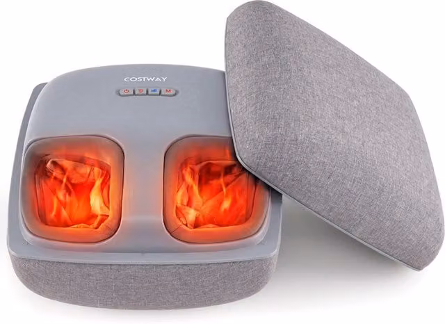 Massaggiatore piedi shiatsu calore impastamento profondo 3 livelli compressione aria, Massaggiatore timer copertura antipolvere scaldapiedi fascite plantare neuropatia