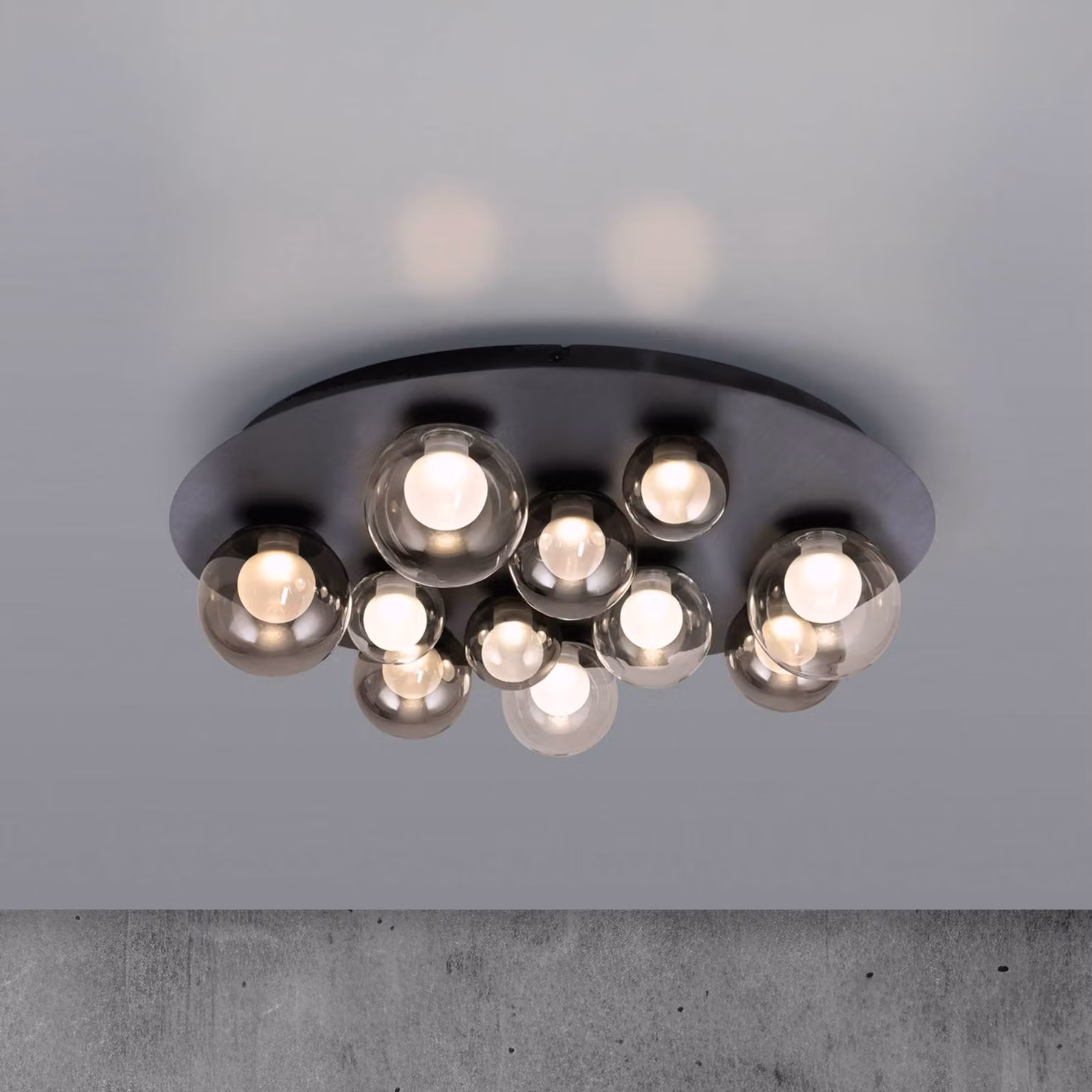 PURE Plafoniera a LED Popup, dimmerabile, Alluminio / Grigio / Zincato, Soggiorno / Sala da pranzo, Metallo, Plafoniera LED