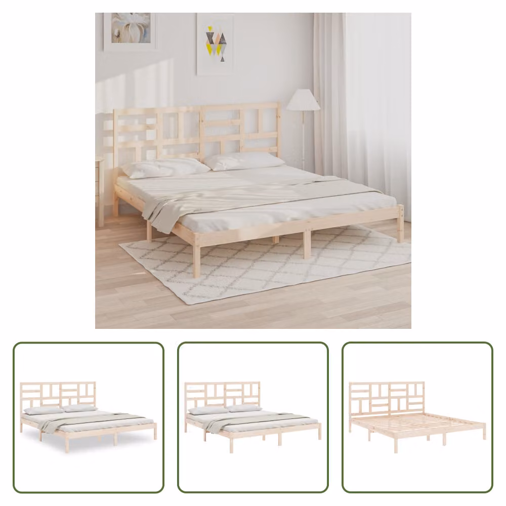 The Living Store Letto in legno massiccio 180x200 cm