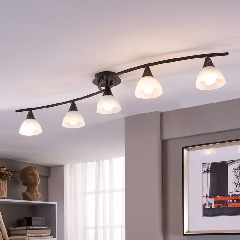Plafoniera soffitto Della Lindby, dimmerabile, Nero, Soggiorno / Sala da pranzo, Vetro, Campagna / Rustiche, Plafoniera