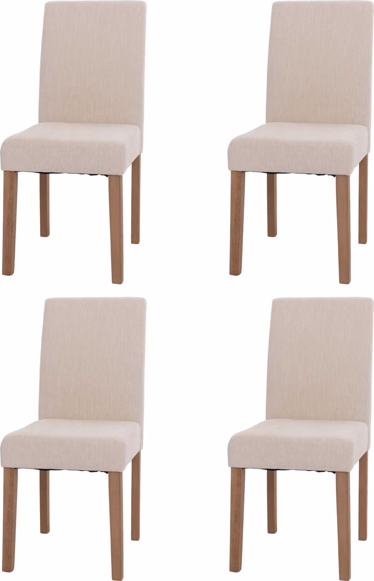 Set di 4 sedie da sala da pranzo classiche e intramontabili | A x L x P 90 x 42 x 50 cm | Altezza seduta 47 cm | Tessuto/tessuto ciniglia Legno | Gambe color naturale | Crema | Sedia Sedia da cucina Sedia con schienale alto