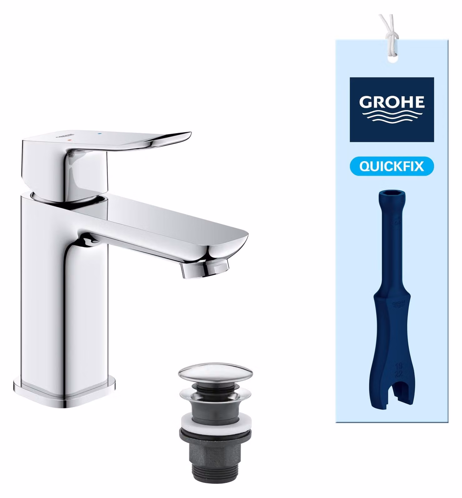 Miscelatore monocomando per lavabo con tappo a salvagoccia, cromo, dimensione S