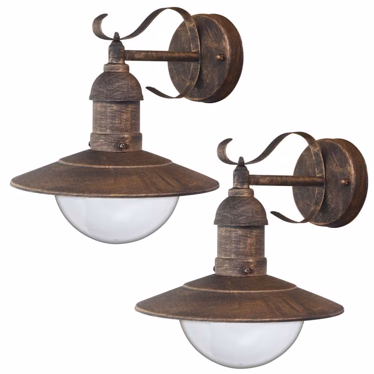 2 lampade da esterno Rabalux Oslo, adatte per l'illuminazione della facciata, colore oro, attacco E27, massimo 60 W, grado di protezione IP43, 230 V