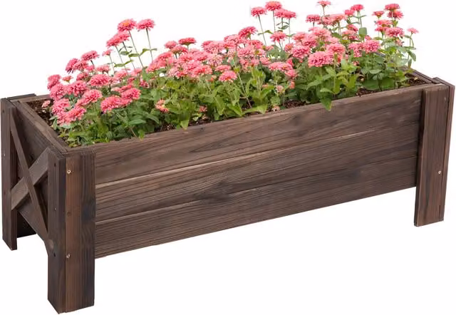 Fioriera rettangolare in legno con gambe Zephmum colore marrone L: 100 cm, P: 36.5 cm, H: 36 cm