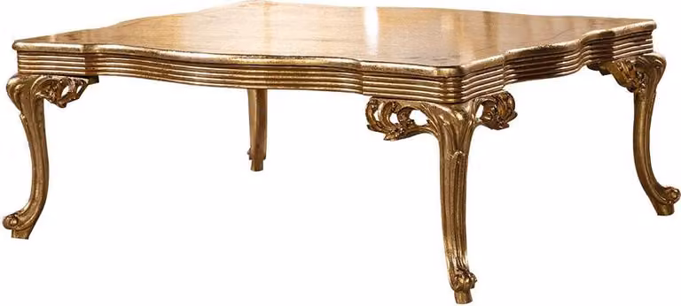 Goldener Couchtisch Barock Rokoko Holz Tisch Wohnzimmer Tische Gold