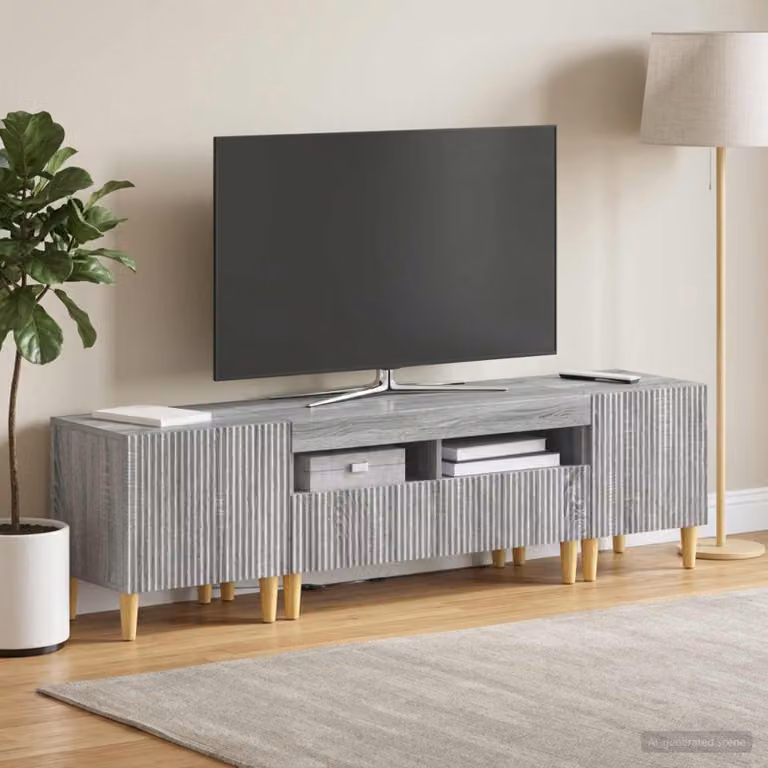 Mobile TV LED vidaXL ARNHEM in 3 pezzi, colore grigio e legno Sonoma con illuminazione integrata per il tuo soggiorno