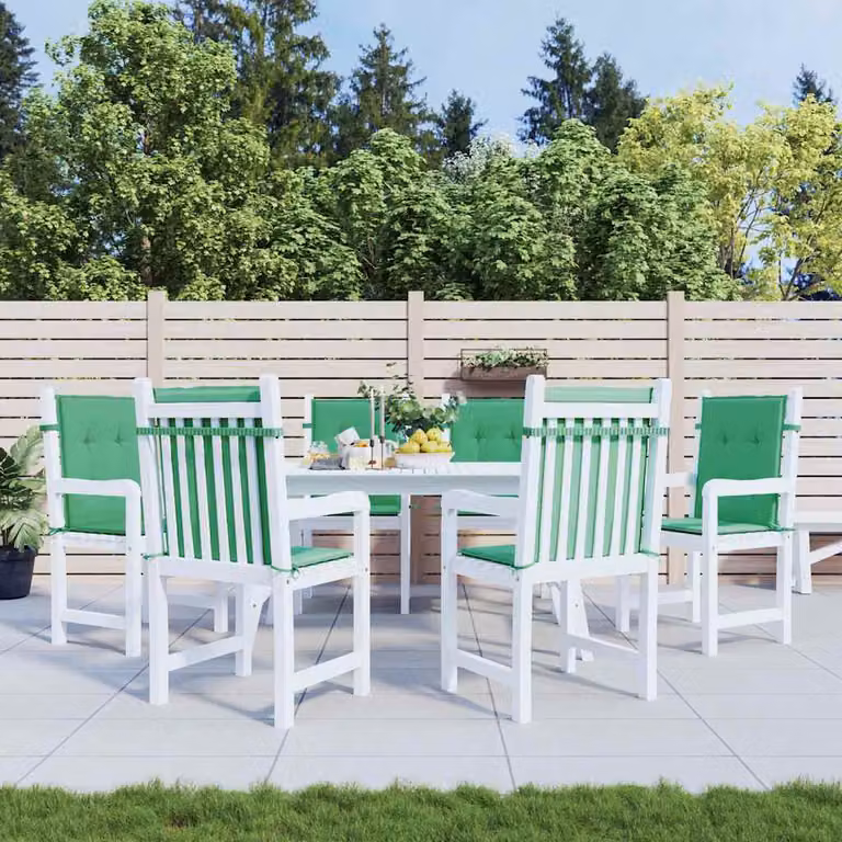 Set di 6 cuscini per sedia vidaXL verdi in tessuto Oxford traspirante e idrorepellente, L 100 cm x P 50 cm x H 3 cm