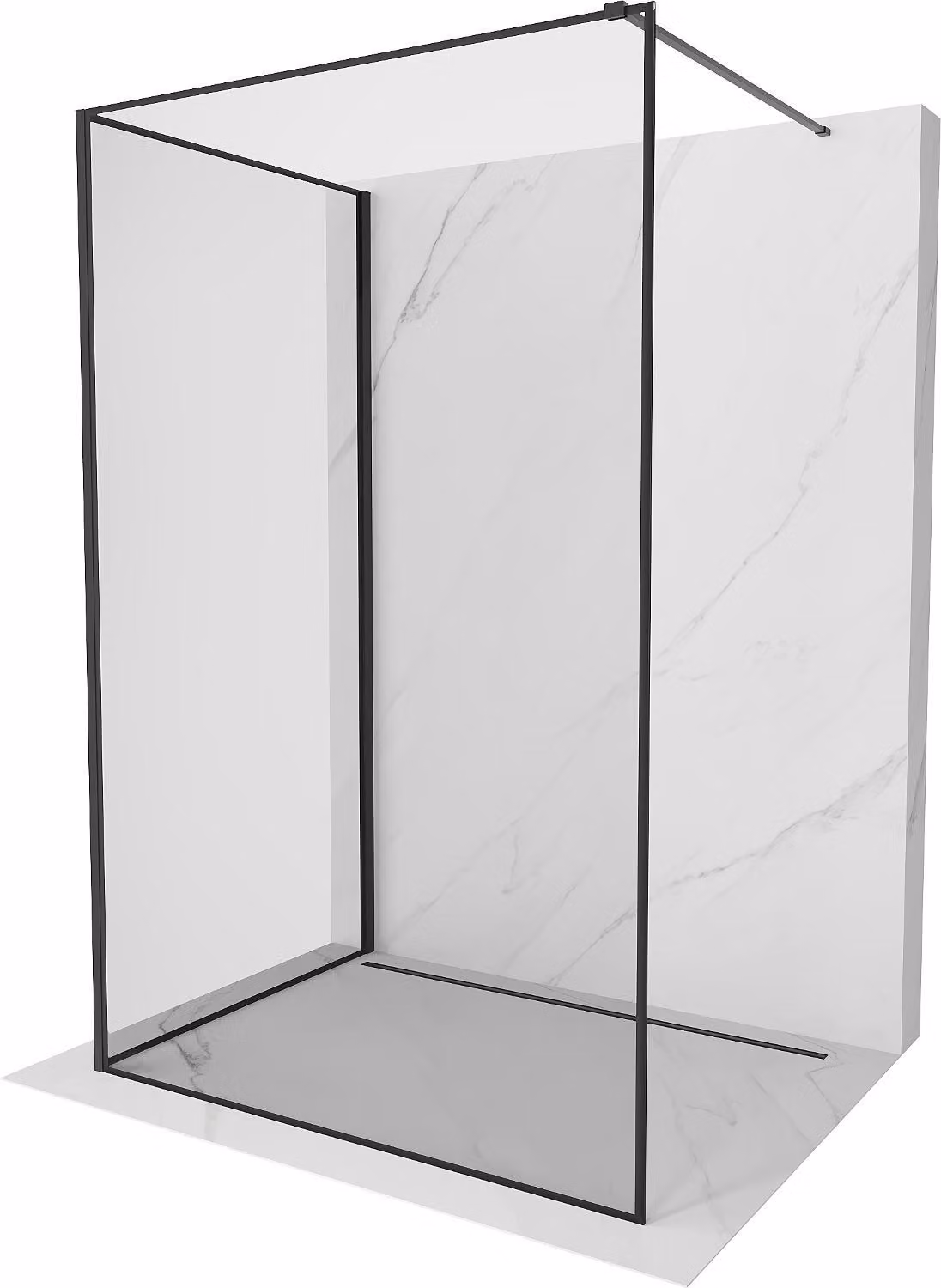 Mexen Kioto parete doccia Walk-in 120 x 110 cm, cornice nera, nero - 800-120-212-70-70-110