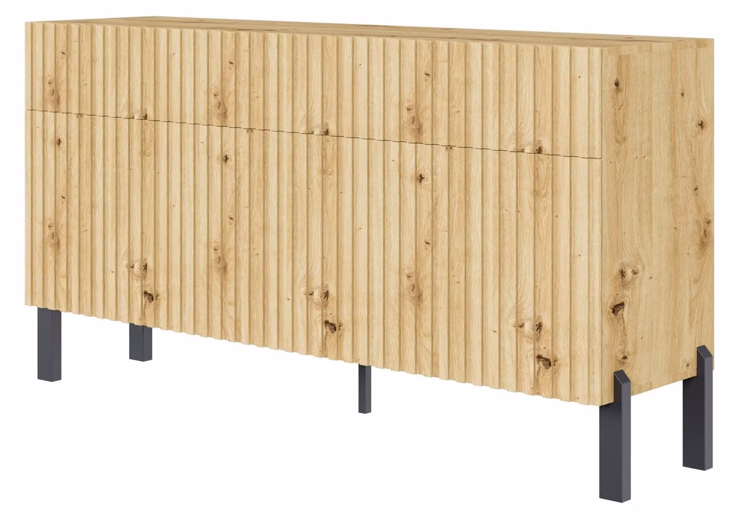 Selsey Telire - Credenza a 3 ante con tre cassetti e frontale a doghe, 154 cm - Rovere artigianale