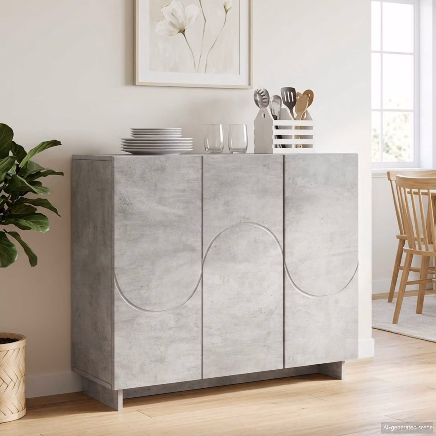 Credenza moderna vidaXL in legno MDF grigio, L: 85,5 cm, P: 31 cm, H: 75 cm