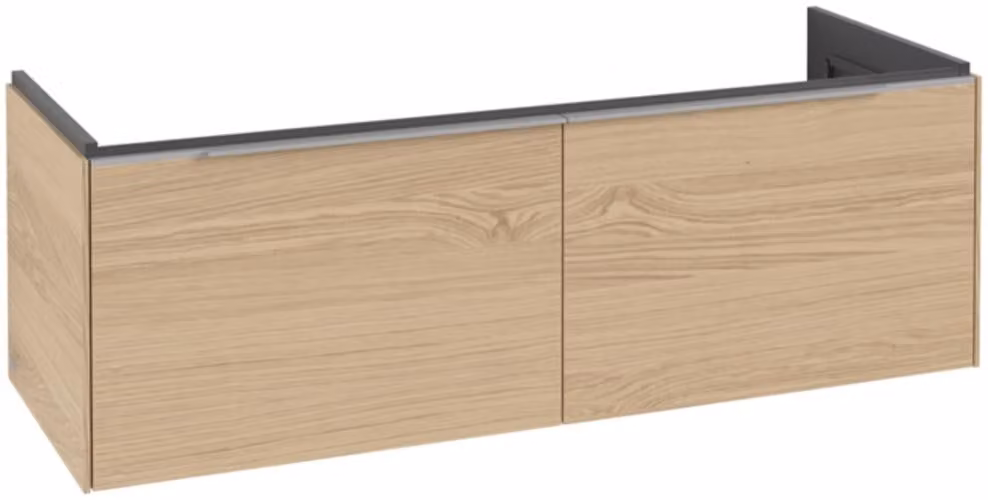 Villeroy & Boch Subway 3.0 armoire sous lavabo, éclairage LED, 2 tiroirs, lavabo au centre, 1272x429x478mm, C601L0VJ, C601L0VJ