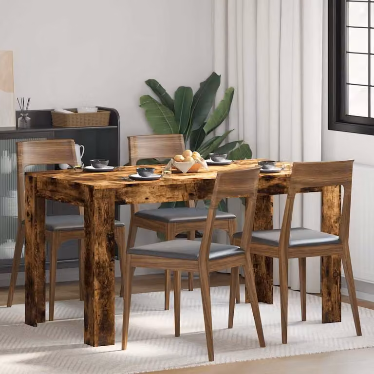 vidaXL Tavolo da Pranzo Moderno in Legno Rovere Fumo Marrone L: 140 cm, P: 74,5 cm, H: 76 cm