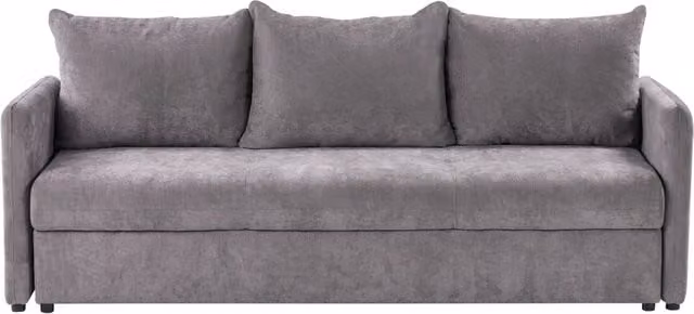 Divano letto Beliani a 3 posti in tessuto con cuscini rimovibili e funzione letto, stile moderno, colore tortora/grigio, L: 222 cm, P: 90 cm, H: 101 cm